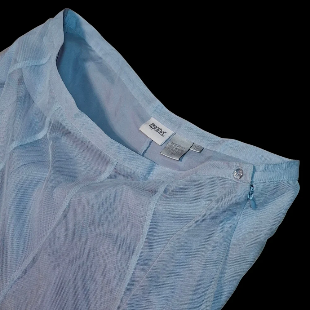 Together Blue Chiffon Ruffel Tiered Mesh High-Waisted Maxi Skirt Women Size 12 - Picture 4 of 16